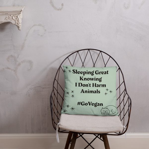 Gift for Vegans- polyester Pillow- Sleeping Great knowing I Don't Harm Animals - Image 2