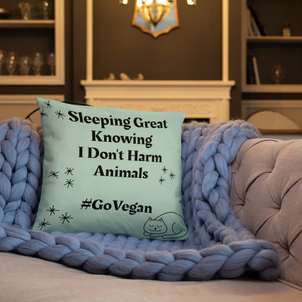 Gift for Vegans- polyester Pillow- Sleeping Great knowing I Don't Harm Animals - Image 3