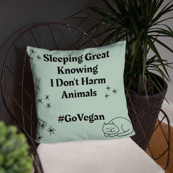 Gift for Vegans- polyester Pillow- Sleeping Great knowing I Don't Harm Animals - Image 4