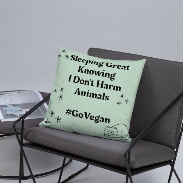 Gift for Vegans- polyester Pillow- Sleeping Great knowing I Don't Harm Animals - Image 5