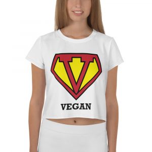 Vegan  All Over Print Vegan Crop Tee  - Vegan Logo - Vegan Tees - Women's Vegan Shirts