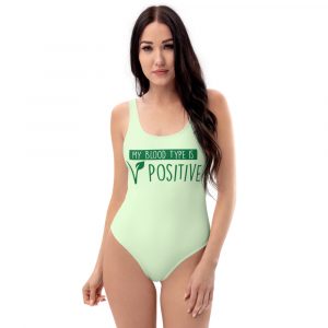 One-Piece Swimsuit -  Vegan Women's Gift - My Blood Types is Positive Vegetarian