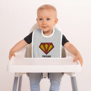 Embroidered Baby Bib - Vegan Bib - Toddler Kid Gift