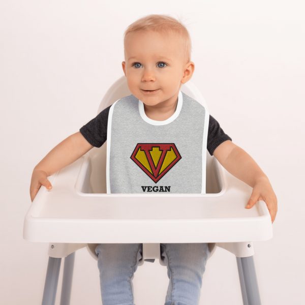 Embroidered Baby Bib - Vegan Bib - Toddler Kid Gift