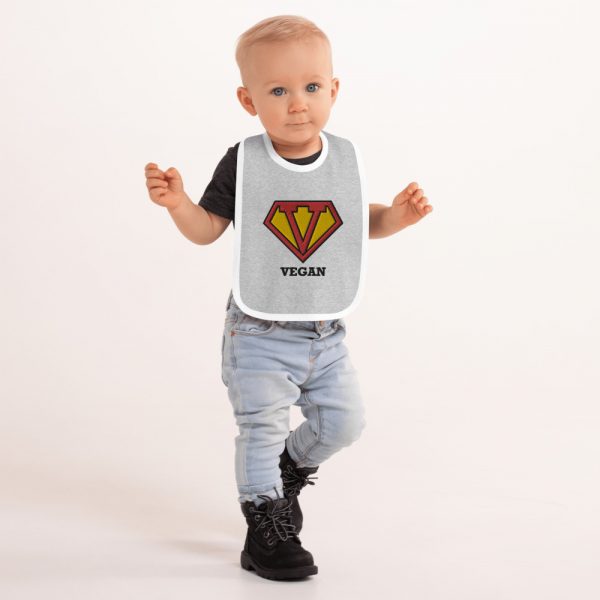 Embroidered Baby Bib - Vegan Bib - Toddler Kid Gift - Image 4