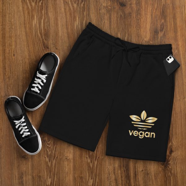 Men's fleece Vegan shorts  - Vegan logo Shorts - Athletic Shorts