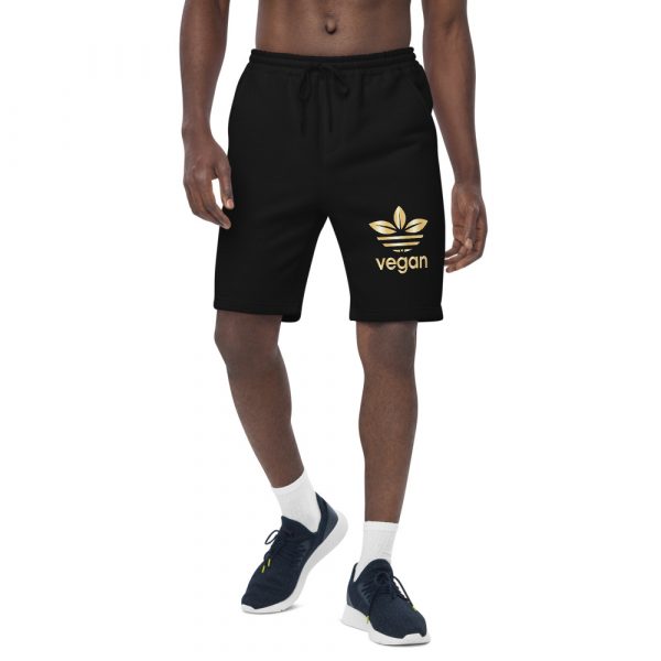 Men's fleece Vegan shorts  - Vegan logo Shorts - Athletic Shorts - Image 4